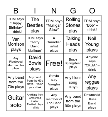 Mulligan Stew BINGO Card