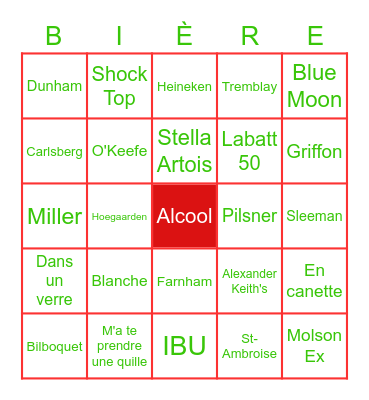 Bière-go Bingo Card