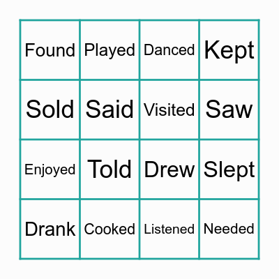 VERBS IN PAST Bingo Card