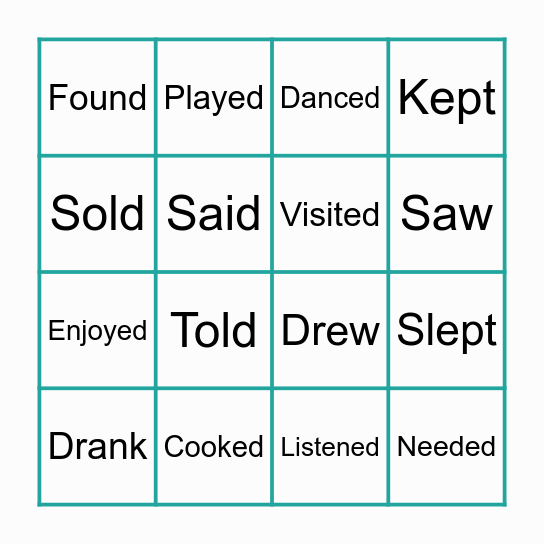 VERBS IN PAST Bingo Card