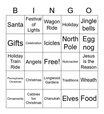 CATSKILL MOUNTAINS CHRISTMAS CRAWL Bingo Card