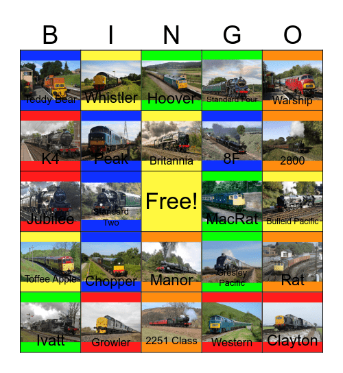 Severn Valley Railway- The Residents Bingo Card