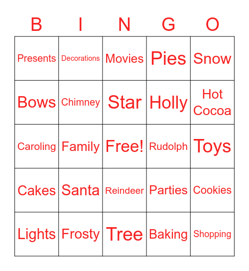 CHRISTMAS Bingo Card