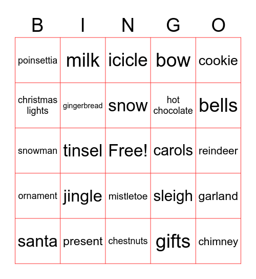 christmas 2023 Bingo Card