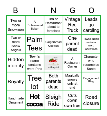 HALLMARK CHRISTMAS MOVIE Bingo Card