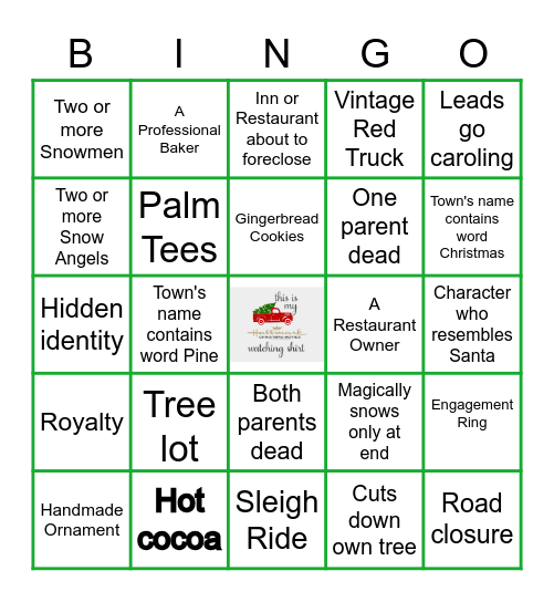 HALLMARK CHRISTMAS MOVIE Bingo Card