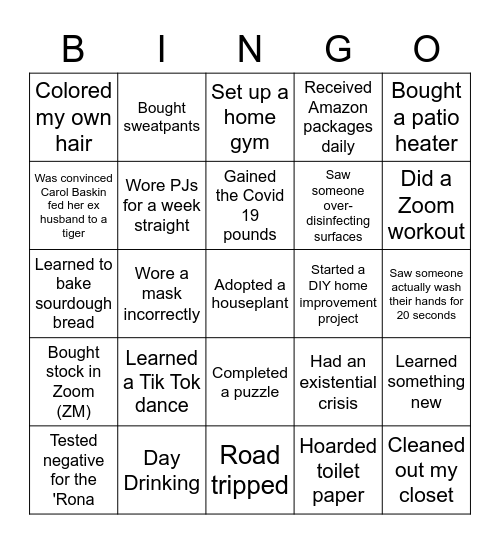 Corona Bingo Card