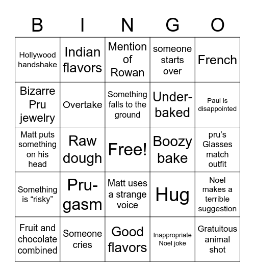 GBBO Bingo! Bingo Card