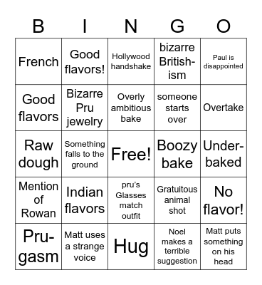 GBBO Bingo! Bingo Card