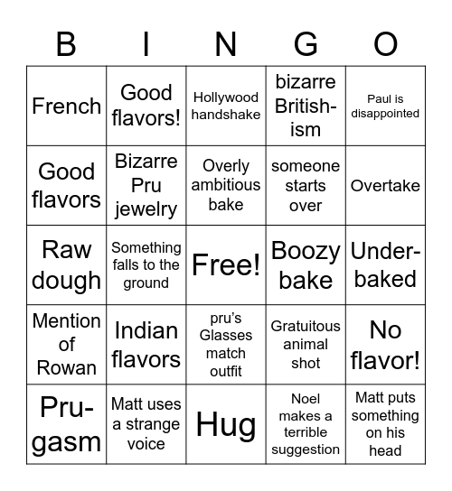 GBBO Bingo! Bingo Card