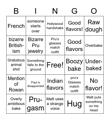 GBBO Bingo! Bingo Card