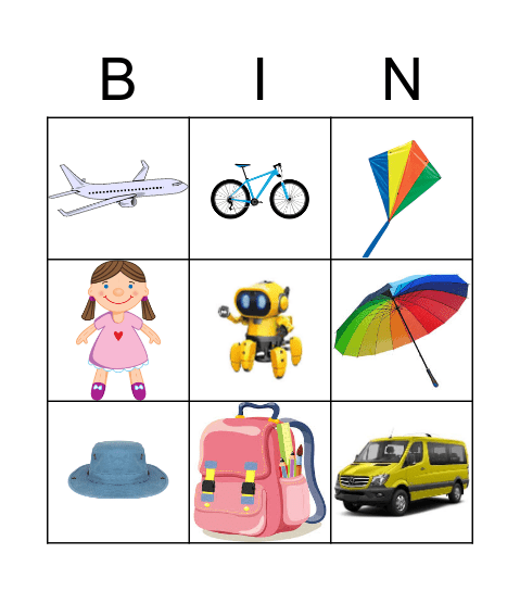 My Things Bingo Card