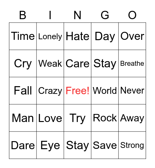 Music Bingo Card