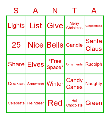 Christmas Bingo! Bingo Card