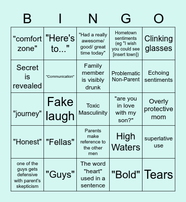 Bachelorette Bingo (Hometowns) Bingo Card