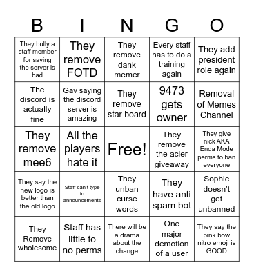 FRG Discord Bingo Card