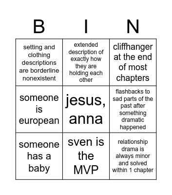 liv fic Bingo Card