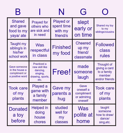 BinGiving Bingo Card