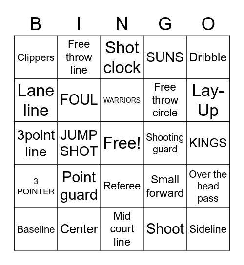 KENNEDY BASKETBALL Bingo Card
