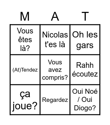 Bingo Maths Bingo Card