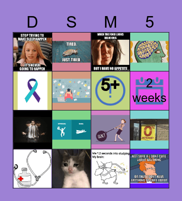 Major Depressive Disorder Bingo Card
