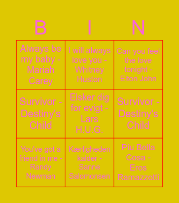Musik Bingo Card