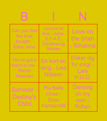 Musik Bingo Card