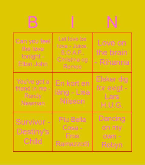 Musik Bingo Card