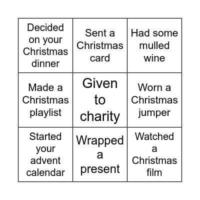 Jodie and Toby's Seasonal Bingo Card