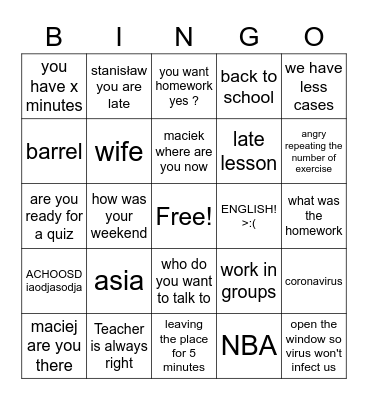 Kordian bingo Card