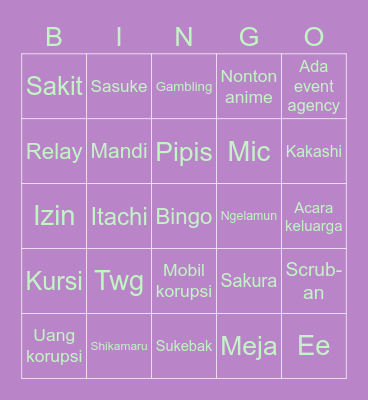 Fah Bingo Card
