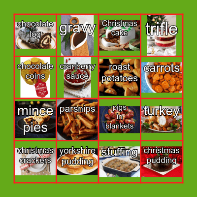 Music Sparkle Christmas Dinner Bingo Card