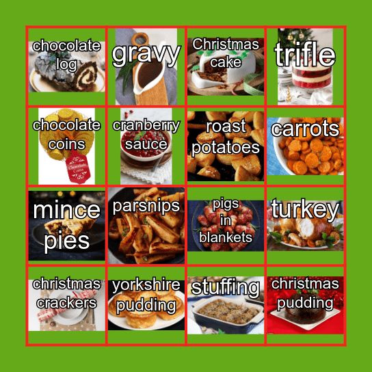 Music Sparkle Christmas Dinner Bingo Card