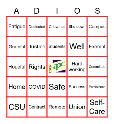 APC's  "Bye Bye 2020" BINGO 👋🏼 Bingo Card