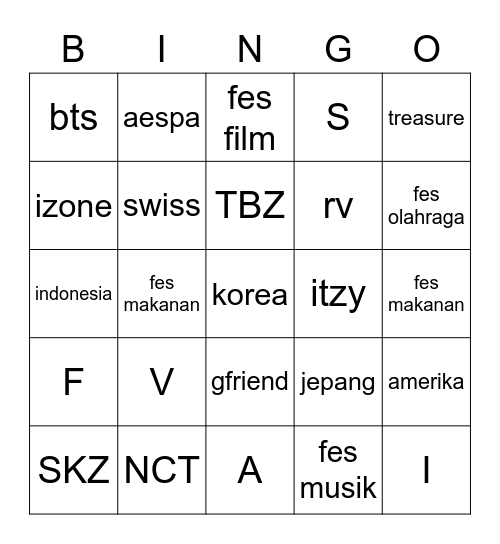 punya chaeownt Bingo Card