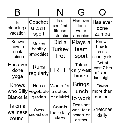 Find someone who... Bingo Card