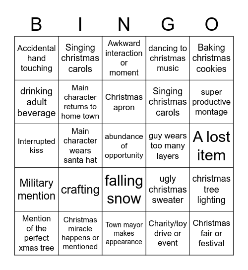 Christmas Movie Bingo Card