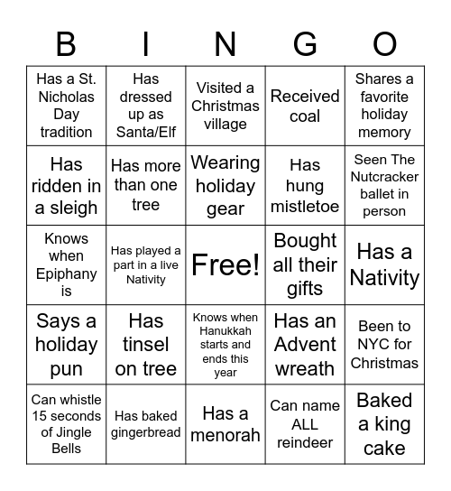 UITS Holiday Bingo Card