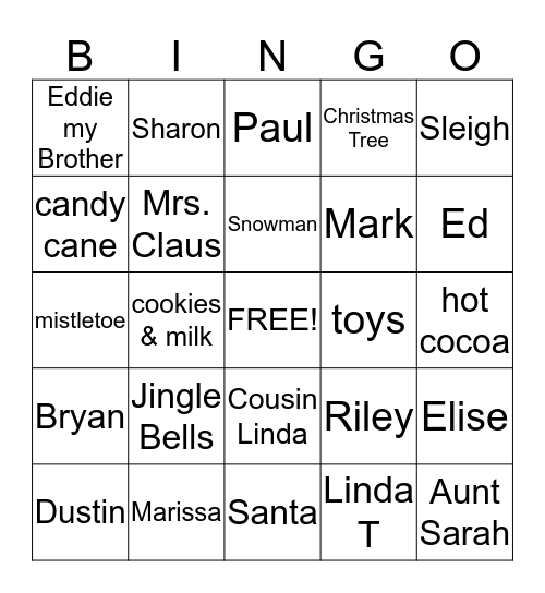 CHRISTMAS BINGO Card