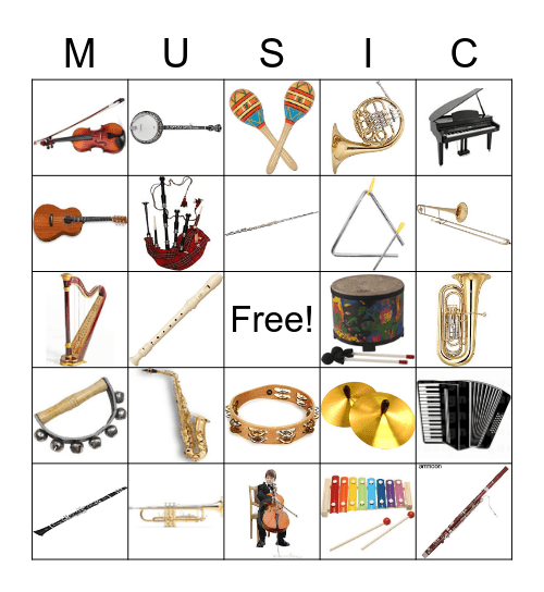 Musical Instruments Bingo Card