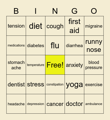 Health Bingo Card