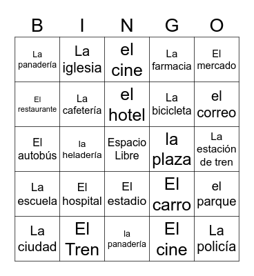 Spanish in the City Bingo Card