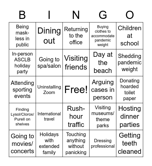 Looking Forward to 2021 Bingo Card