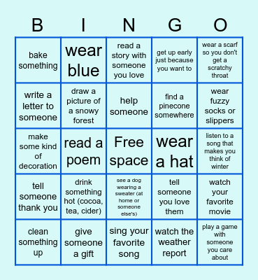 Winter Bingo Card