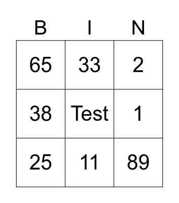 ahmet test Bingo Card