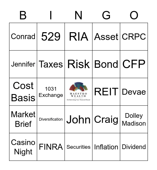 Financial Bingo Card