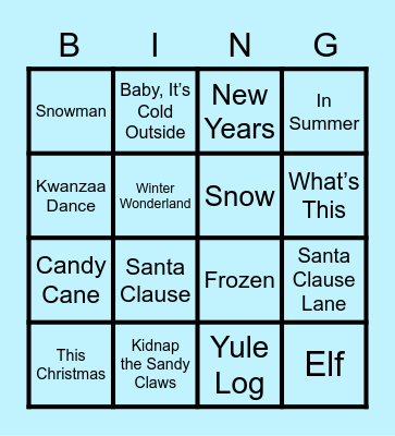 I Say Winter You Say... Bingo Card
