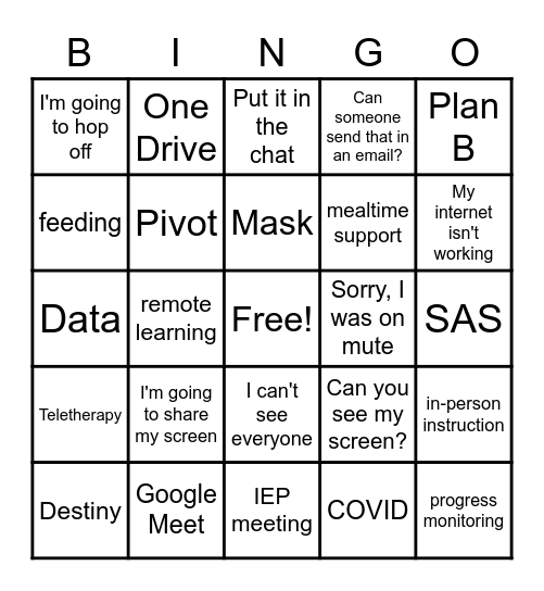 PT Bingo 2020 Bingo Card