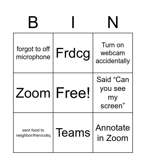 Untitled Bingo Card