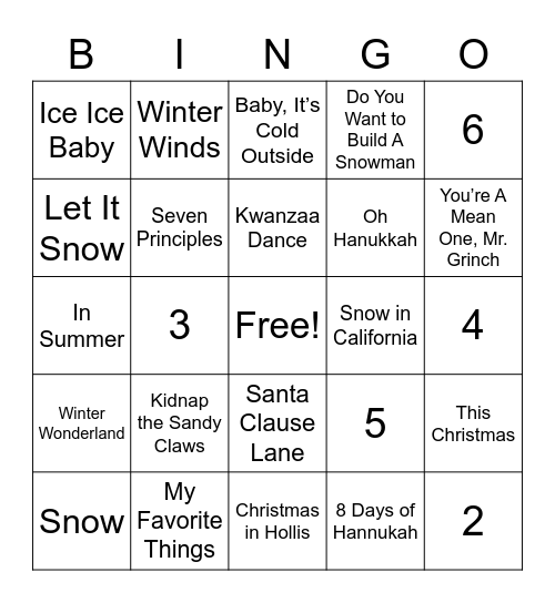 A. I Say Winter You Say... Bingo Card